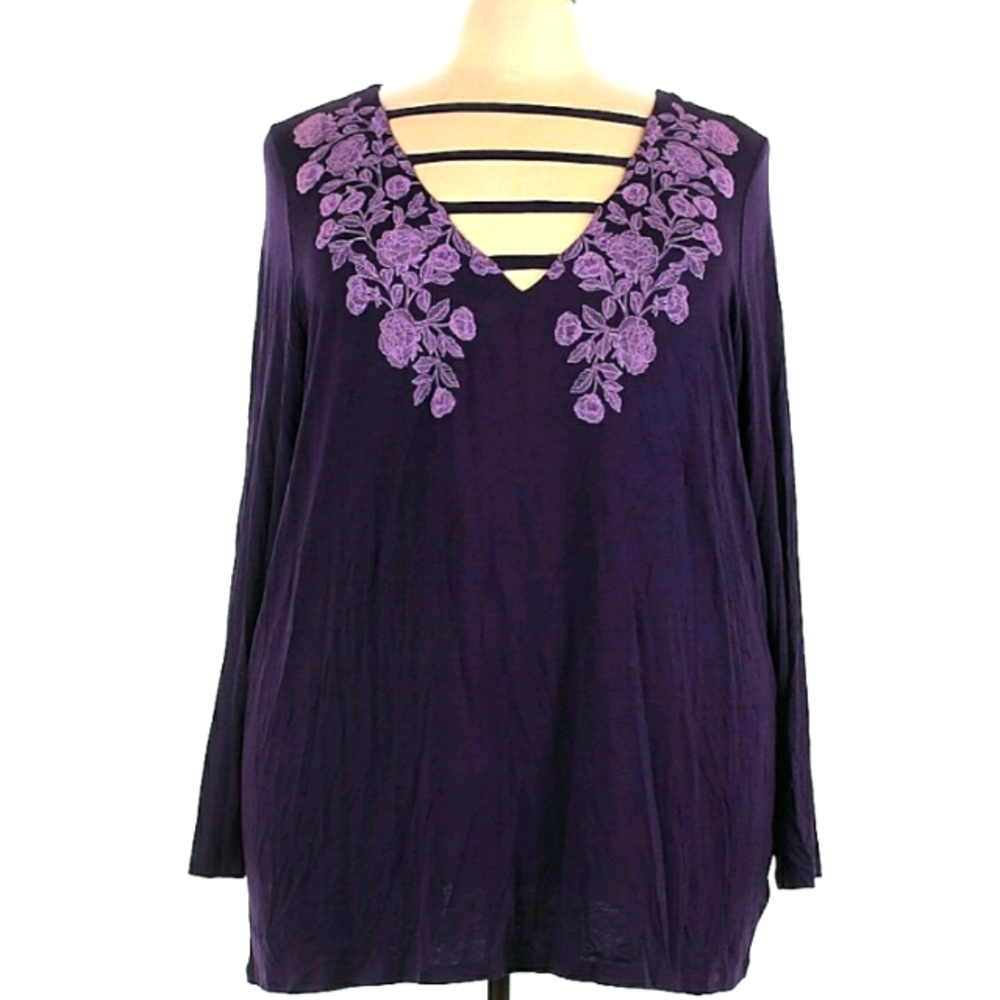 Torrid Deep Purple Tunic with Floral Detail